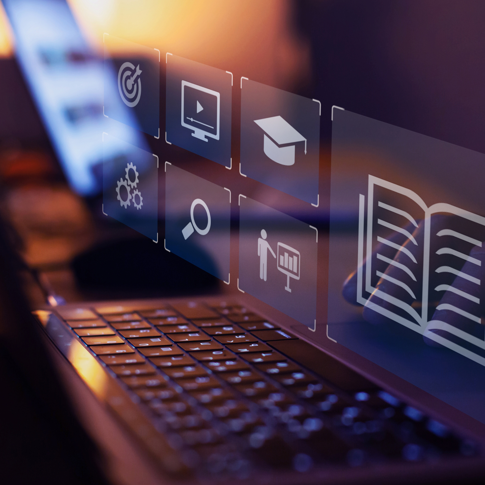 A keyboard and icons